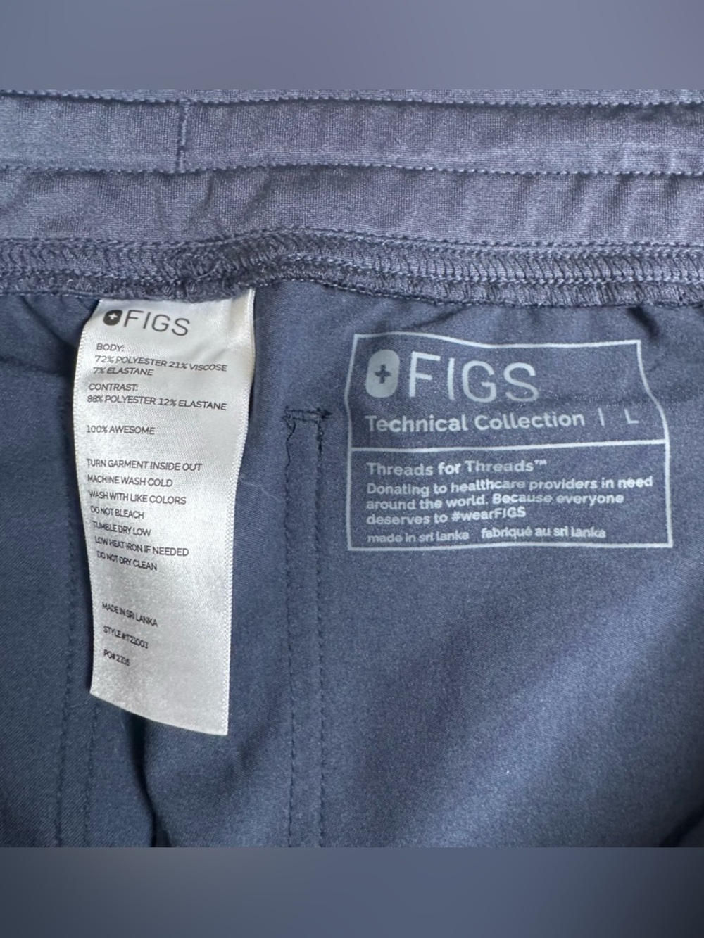 Figs Livingston Scrub Pant with Pink Drawstring - Size Large - Picture 7 of 8